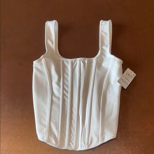Bar IIIWhite Corset-Style Tank Top